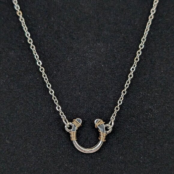 (2/$20) Dainty Wrapped Metal Horseshoe Necklace - Picture 1 of 5